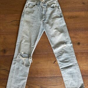 Agolde Women’s Faded Blue Ripped Jeans